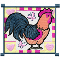 Chickens And Roosters Embroidery Design 9